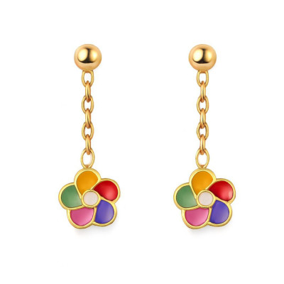 Boucles d'oreilles Pendantes Fleurs Or Jaune 375 