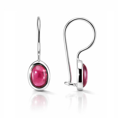 Boucles d'oreilles Pendantes Grenat Ovale 7x5mm Argent 925