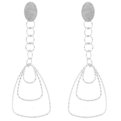 BOUCLES D/'OREILLES PENDANTES PLAQUE OR 750//000 MOTIF TRIANGLES