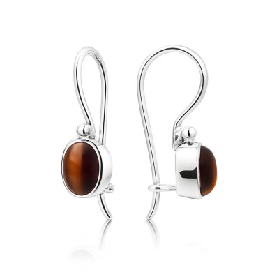 Boucles d oreilles Pendantes Oeil de Tigre Ovale 7x5mm