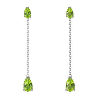 Boucles d'oreilles Pendantes Or Blanc 375 Péridot taille poire