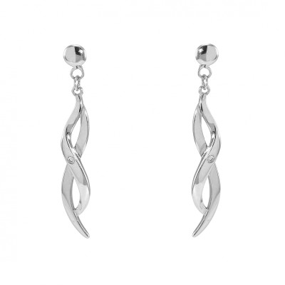Boucles d'oreilles pendantes Or Blanc  750 infini et diamant