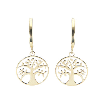 Boucles d'oreilles pendantes Or jaune 375 Arbre de vie