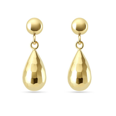 Boucles d'oreilles pendantes or jaune 375 goutte facettée