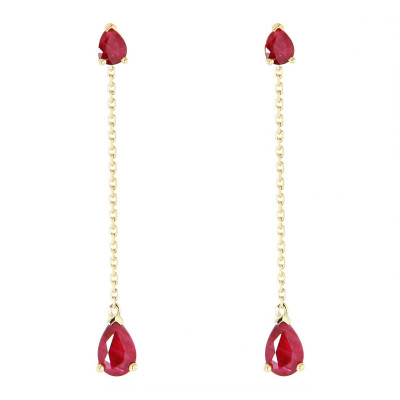 Boucles d'oreilles Pendantes Or Jaune 750 Rubis taille poire