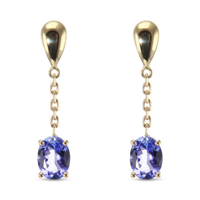 Boucles d'oreilles pendantes Or Jaune 750 Tanzanite
