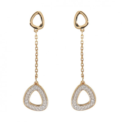 Boucles d'oreilles pendantes Or Jaune 750 triangle et diamants