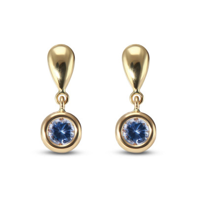 Boucles d'oreilles pendantes Or Jaune Saphirs Ceylan