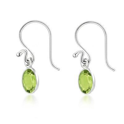 Boucles d'oreilles Pendantes Péridot ovale 8x6mm