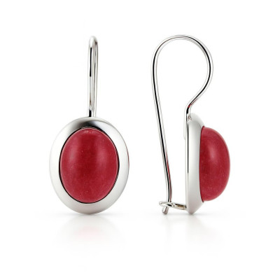 Boucles d'oreilles  Pendantes Rhodonite Ovale 10x8mm