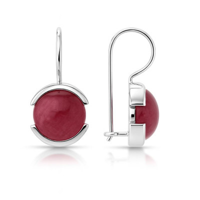 Boucles d'oreilles  Pendantes Rhodonite Ronde 10mm