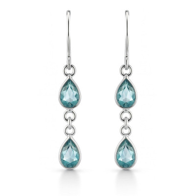 Boucles d'oreilles Pendantes Topaze Bleue Traitée Poire