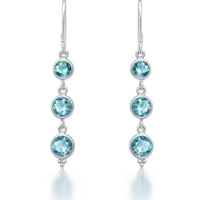 Boucles d'oreilles Pendantes Topaze Bleue Traitée
