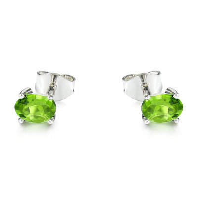 Boucles d'oreilles Péridot Ovale 6x4mm Argent