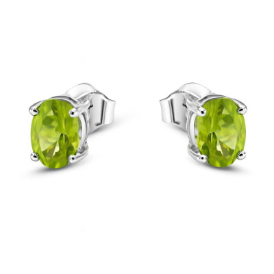 Boucles d'oreilles Péridot Ovale 7x5mm Argent