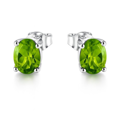 Boucles d'oreilles Péridot Ovale 8x6mm Argent
