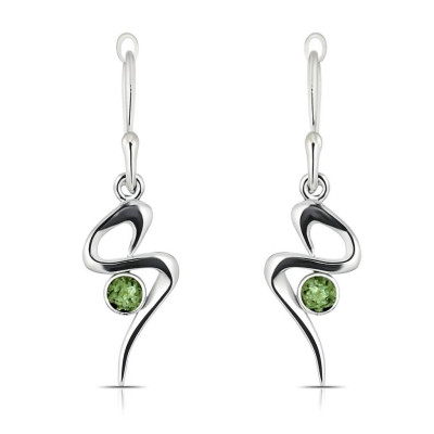 Boucles d'oreilles Péridot Pendantes Argent Motif S