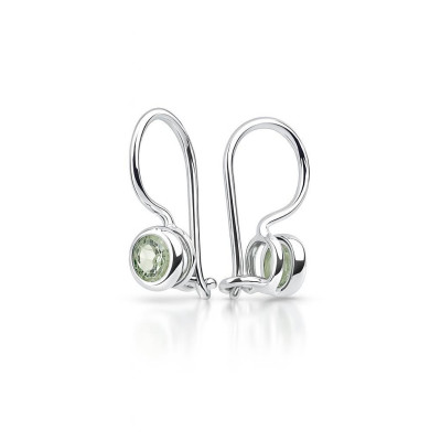 Boucles d'oreilles Péridot Rond 4mm Pendant Argent