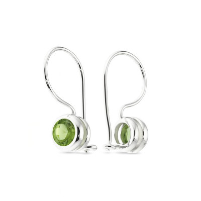 Boucles d'oreilles Péridot Rond 5mm Pendantes Argent