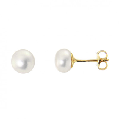 Boucles d'oreilles Perle de culture 6.5mm Or Jaune 750