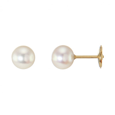 Boucles d'oreilles Perle de culture 7.5mm Or Jaune 750 AAA