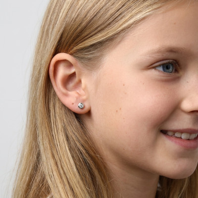 Boucles d'oreilles Pneu Or Rhodié Oxyde  4.2mm, vue 7