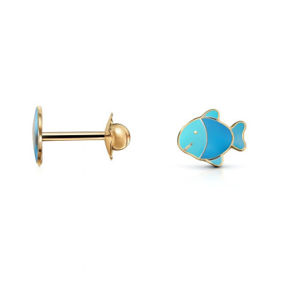 Boucles d'oreilles Poisson Or Jaune 375 