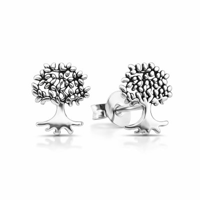 Boucles d'oreilles puces Argent 925 Arbre de vie