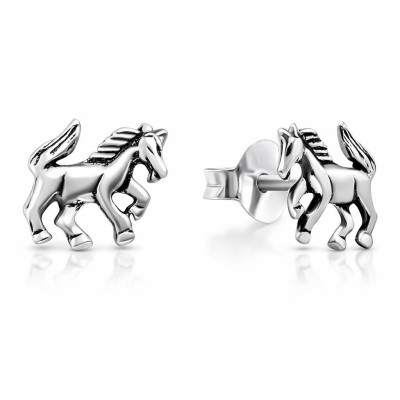 Boucles d'oreilles puces Argent 925 Cheval