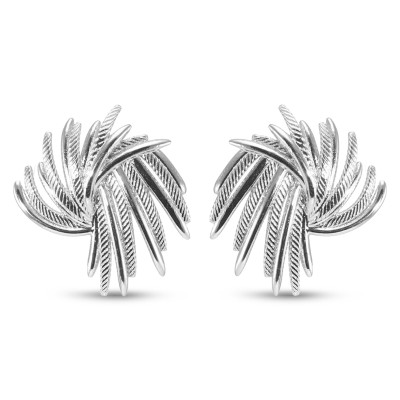 Boucles d'oreilles puces Argent 925 Effet plume