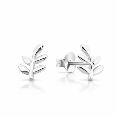 Boucles d'oreilles puces Argent 925 Feuille