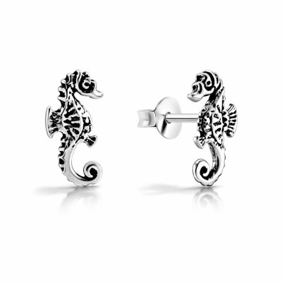 Boucles d'oreilles puces Argent 925 Hyppocampe