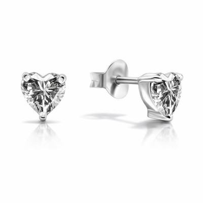 Boucles d'oreilles puces Argent 925 oxyde de zirconium cœur