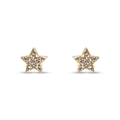 Boucles d'oreilles Puces Argent Doré Etoiles Oxydes de zirconium