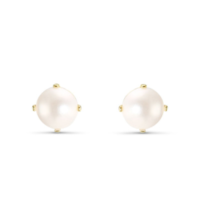 Boucles d'oreilles Puces Argent Doré Perle Fantaisie