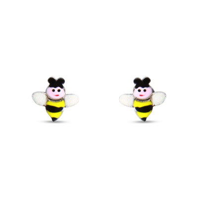 Boucles d'oreilles Puces Argent Enfant Abeille Email