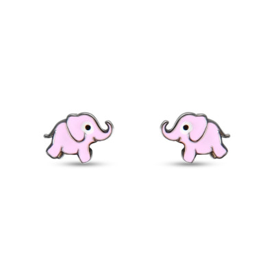 Boucles d'oreilles Puces Argent Enfant Elephant Email