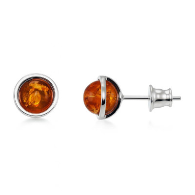 Boucles d'oreilles puces argent et ambre