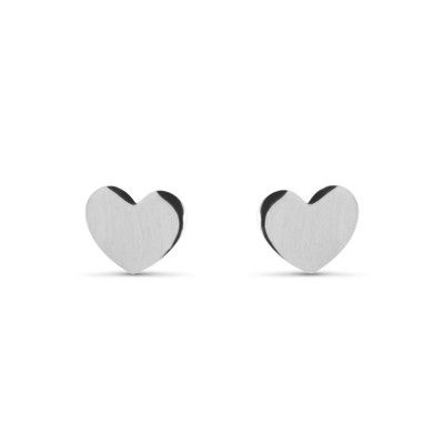 Boucles d'oreilles Puces Argent Rhodié Coeur