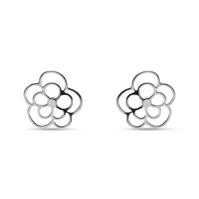 Boucles d'oreilles Puces Argent Rhodié Fleur