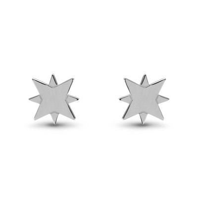Boucles d'oreilles Puces Argent Rhodié Octogramme