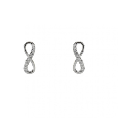 Boucles d'oreilles puces Argent Rhodié Signe de l'infini