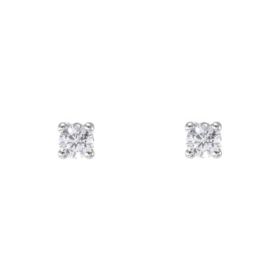 Boucles d'oreilles puces Or Blanc 375 Oxyde de zirconium 4mm