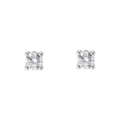 Boucles d'oreilles puces Or Blanc 375 Oxyde de zirconium 5mm