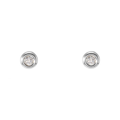 Boucles d'oreilles puces Or Blanc 375 Oxyde de zirconium 5mm