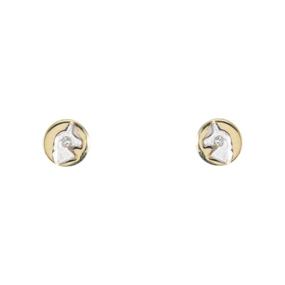 Boucles d'oreilles puces Or Jaune 375 Licorne et oxyde 