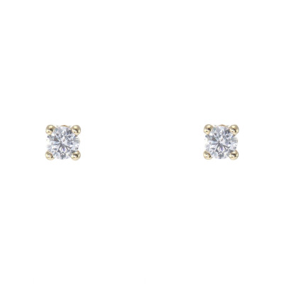 Boucles d'oreilles puces Or Jaune 375 Oxyde de zirconium 4mm