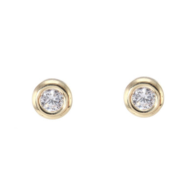 Boucles d'oreilles puces Or Jaune 375 Oxyde de zirconium 7mm