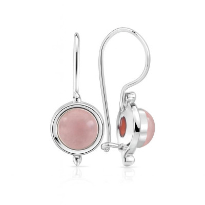 Boucles d'oreilles Quartz Rose 7mm Pendantes Argent