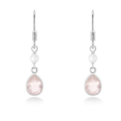 Boucles d'oreilles Quartz rose et Labradorite sur  Argent